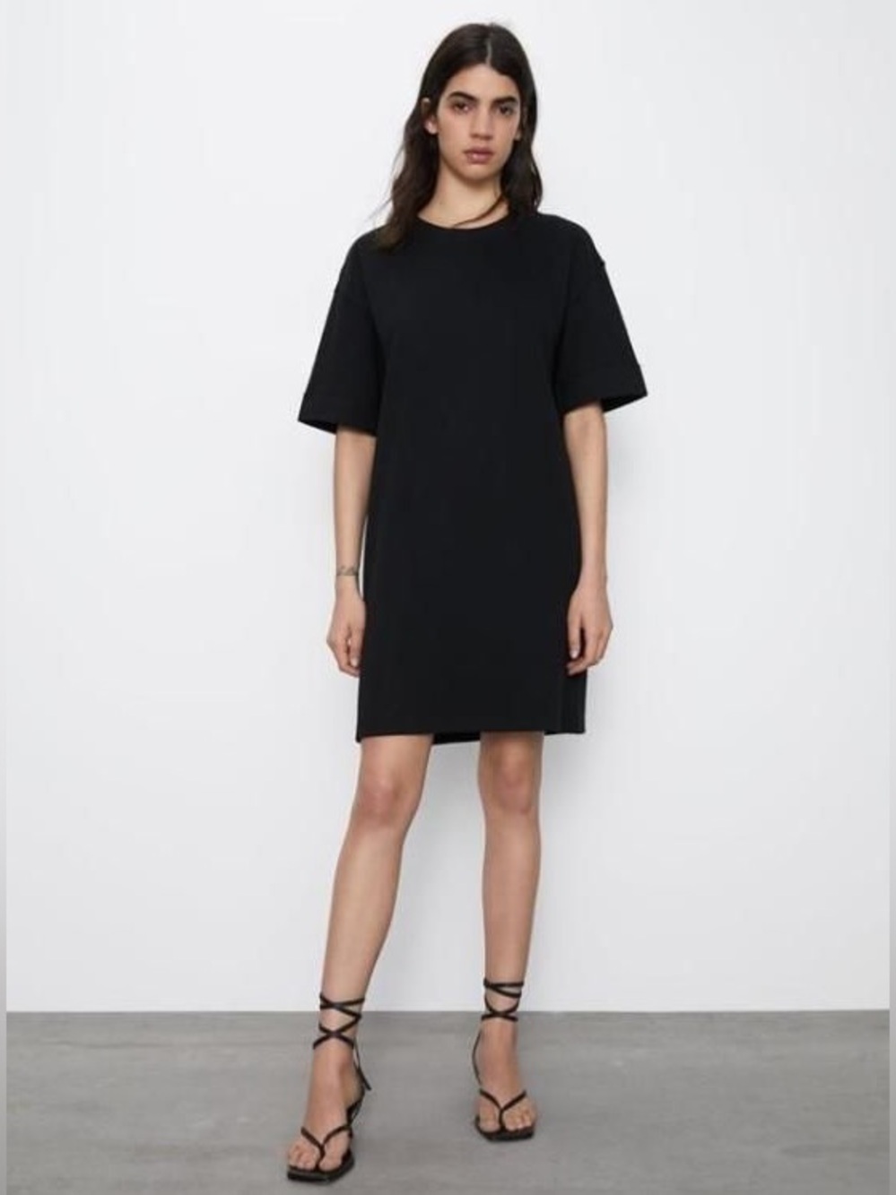 Zara Black Crewneck Shift Dress